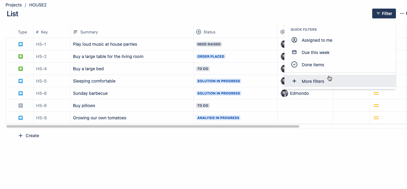 Different issue types in JIRA with their own workflows and statuses